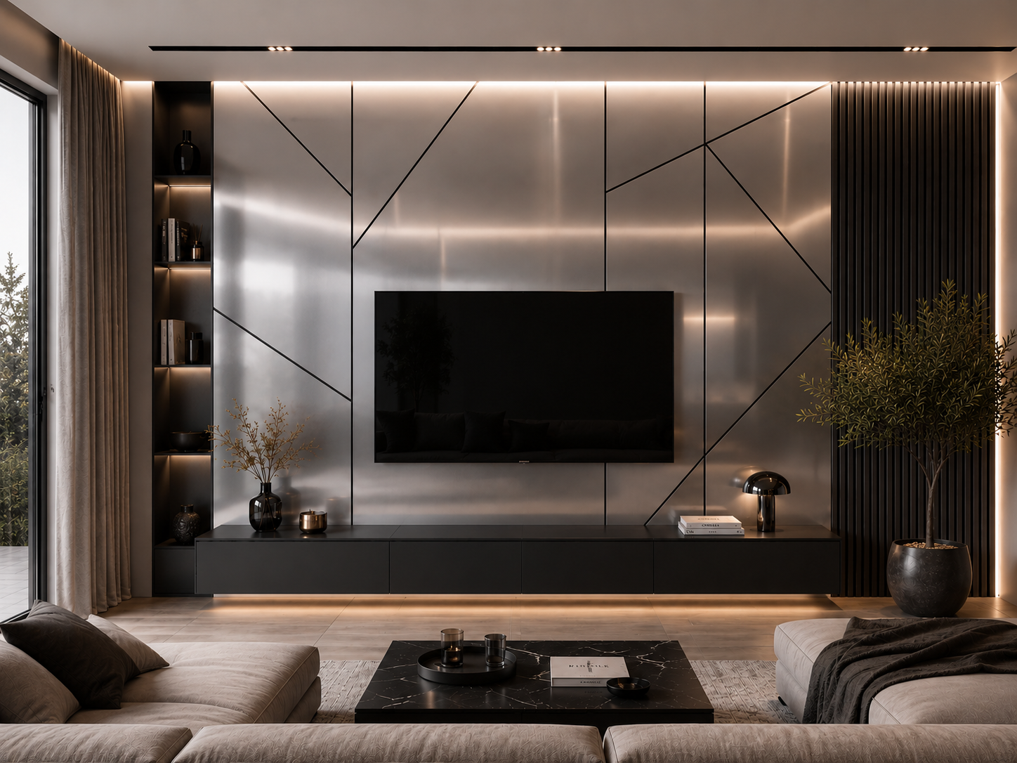 Karbónový stenový panel MEO CARBON 2,6x1,22 m- Chromový - obrázok 2