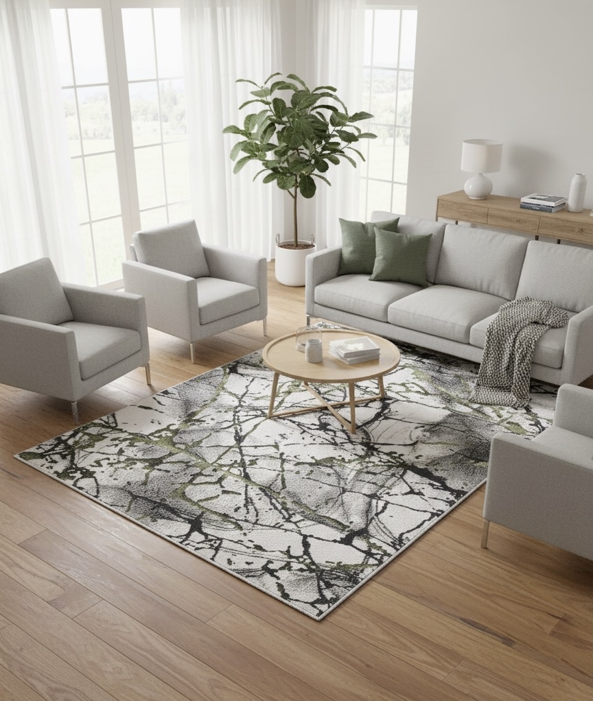 Kusový koberec Vintage E552A SIVO/ZELENÝ- GREY/GREEN  120x170CM - obrázok 2