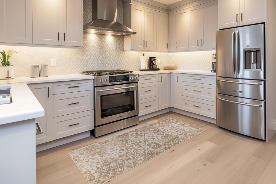 Predložka do kuchyne Luna 107 beige– 60 x 180 cm kvety dlaždice - obrázok 3